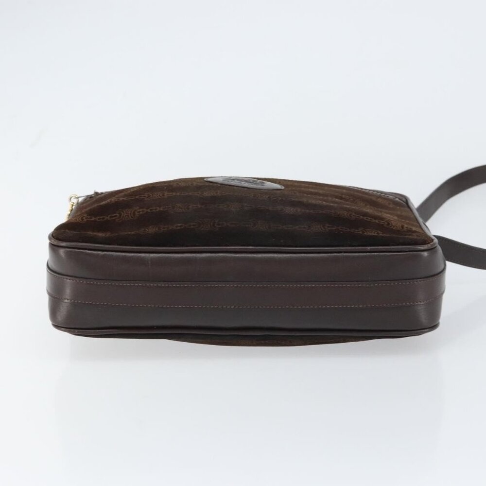 Authentic CELINE Shoulder Bag Leather Suede Brown Gold - Picture 16 of 16